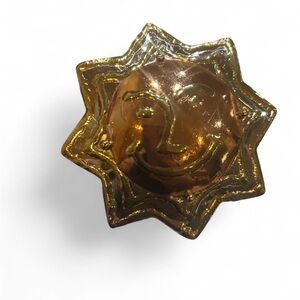 Gold & Copper Tone Sun Face Brooch/Pendant
